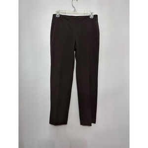 Talbots Womens Heritage Dress Career Pants Brown Zip Stretch Petites 4P